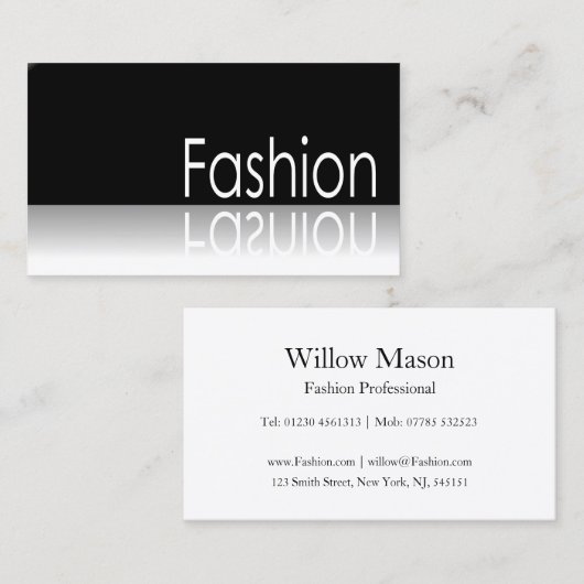 Texte réfléchi - Mode - Carte de visite (Devant / Derrière)