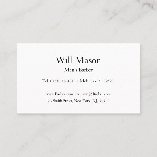 Texte Réfléchissant - Barbier - Carte de visite (Dos)
