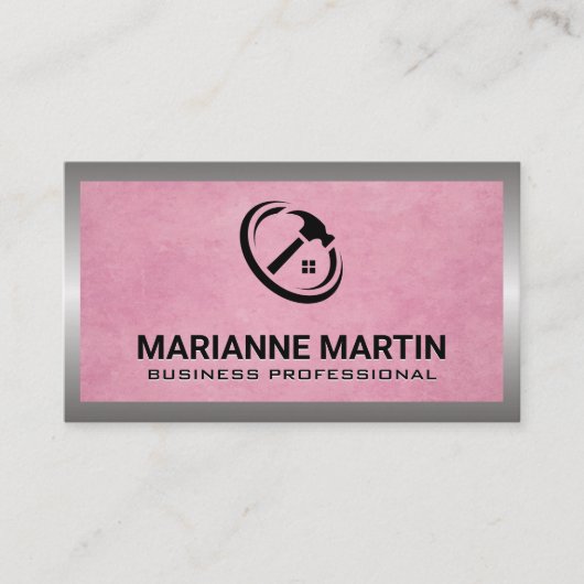 Texté rose | Carte de visite du logo Home Hammer (Devant)