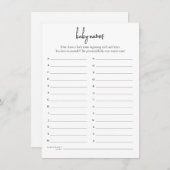 Texte simple Noms de bébé Carte de jeu de douche (Devant / Derrière)