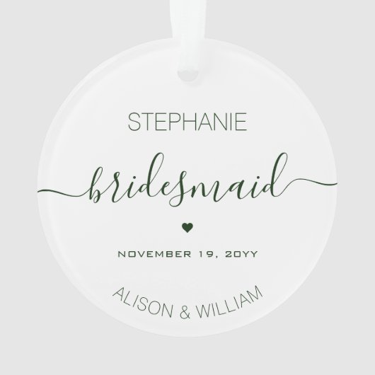 Texte vert foncé de demoiselle d'honneur minimalis (dos)