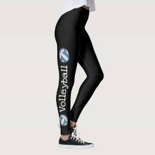 texte vertical bleu volleyball leggings noirs