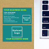 Textes alignés à gauche Carte de visite vert Turqu