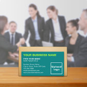 Textes alignés à gauche Carte de visite vert Turqu