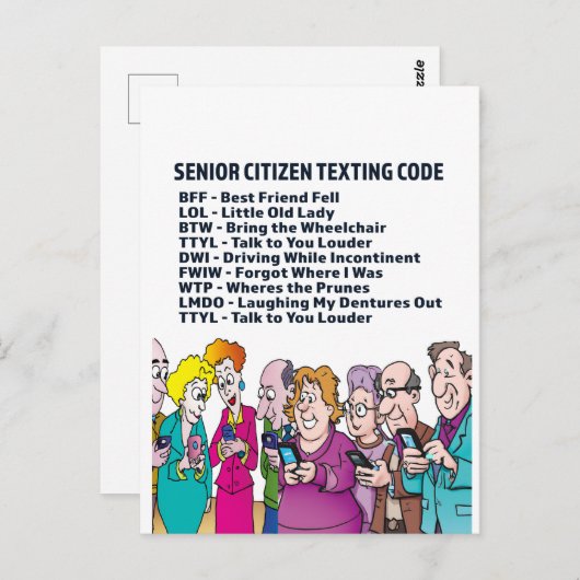Textes amusants pour les aînés Carte postale (Devant / Derrière)
