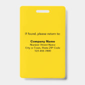 Textes simples avec la photo de l'employé Badge Ja (Arrière)