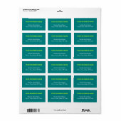 Textes Turquoises Étiquette de adresse commercial  (Feuille entière)