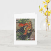 Textiel Art Bird Notecard Kaart (Gele Bloem)