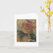 Textiel Art Bird Notecard Kaart (Gele Bloem)