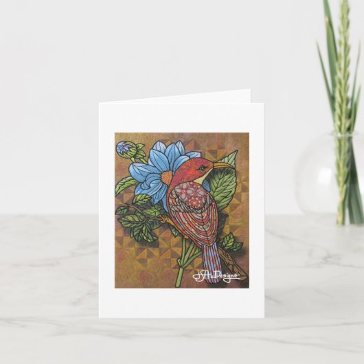 Textiel Art Bird Notecard Kaart (Voorkant)