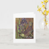 Textiel Art Bird Notecard Kaart (Gele Bloem)