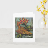 Textiel Art Bird Notecard Kaart (Gele Bloem)