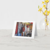 Textiel Art Boat Notecard Kaart (Gele Bloem)