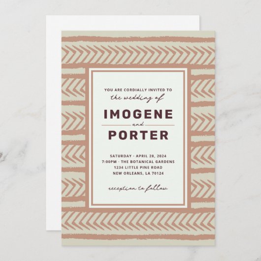 Textiel bruiloft kaart (Voorkant / Achterkant)