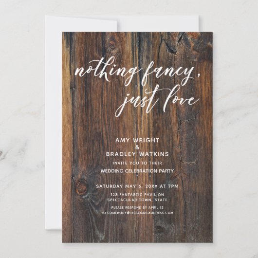 Textiel houten handschrift niets Fancy, gewoon lie Kaart (Voorkant)