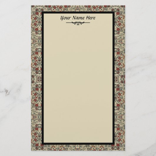  textiel met bloemen en vogels briefpapier (Voorkant)