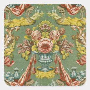 Textiel met een herhalend bloemmotief vierkante sticker
