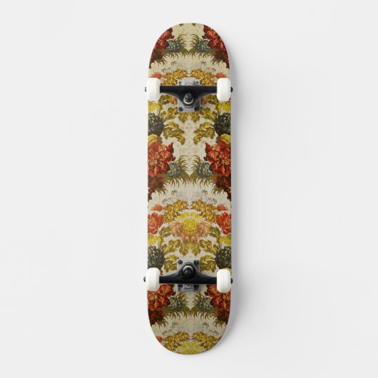 Textiel met een herhalend bloempatroon skateboard (Voorkant)