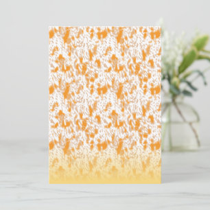 Textielpatroon met een levendig oranje en goud feestdagenkaart
