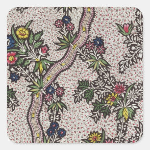 Textielvorm van plant en serpentinelribbo vierkante sticker