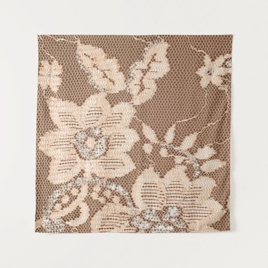 Textielweefsel, kant op witte achtergrond wandkleed (Voorkant (horizontaal))