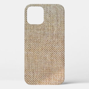 Textielweefsel met bruine ondergrond iPhone 12 hoesje