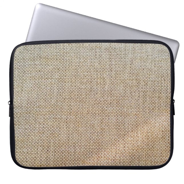 Textielweefsel met bruine ondergrond laptop sleeve (Voorkant)