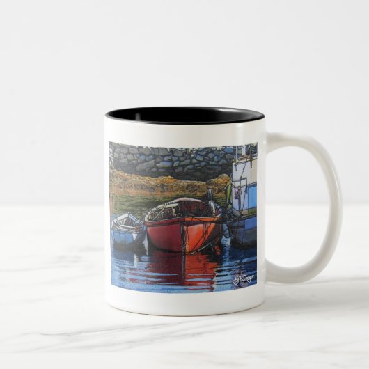 Textile Art Bateau Café Mug (Droit)