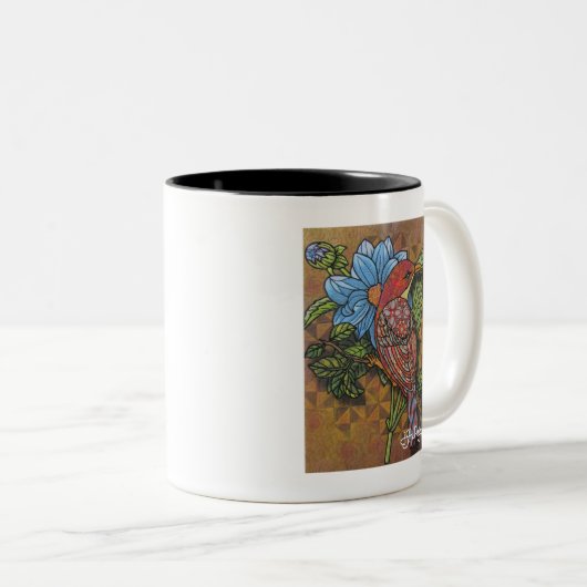 Textile Art Bird Café Mug (Devant droit)