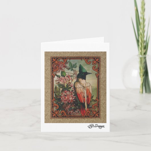 Textile Art Carte pour notes d'oiseaux (Devant)