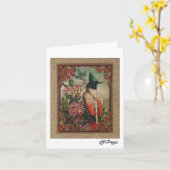 Textile Art Carte pour notes d'oiseaux (Fleur jaune)