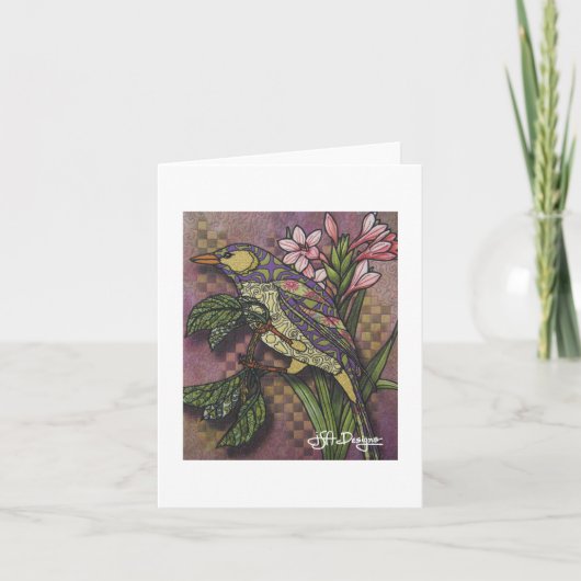 Textile Art Carte pour notes d'oiseaux (Devant)