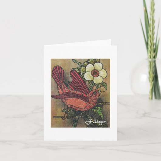 Textile Art Carte pour notes d'oiseaux (Devant)