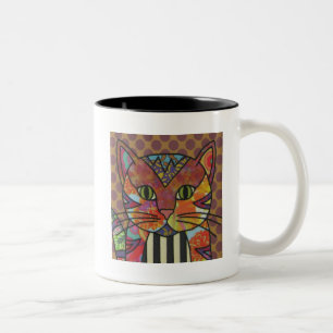 Textile Art Cat Café Mug