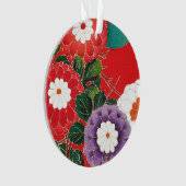 Textile japonais vintage - Dahlias rouges (devant)