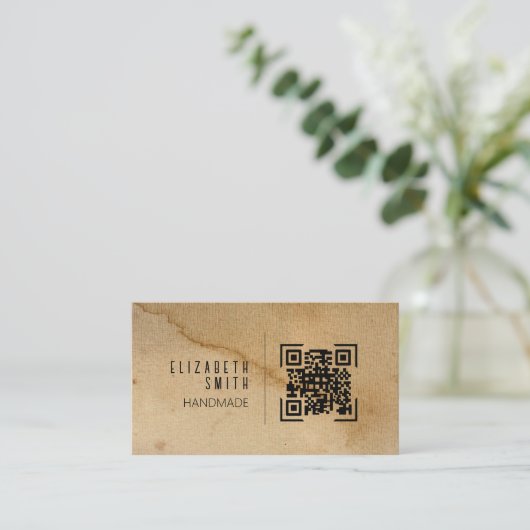 Texture artisanale Carte de visite rustique (Debout devant)