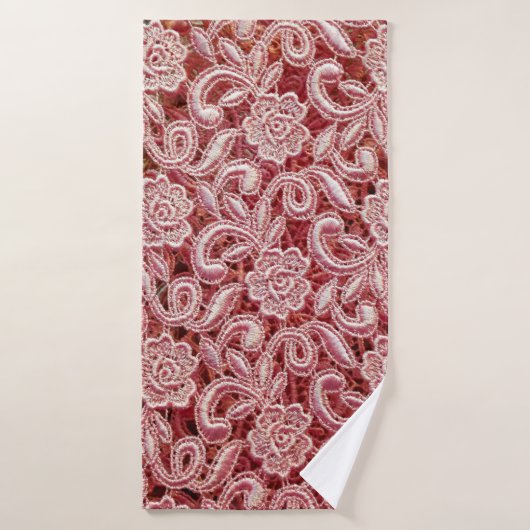 Texture de dentelle rose fine avec vin magnifique (Serviette de bain)
