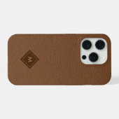 Texture de faux cuir marron avec monogramme (Verso Horizontal)
