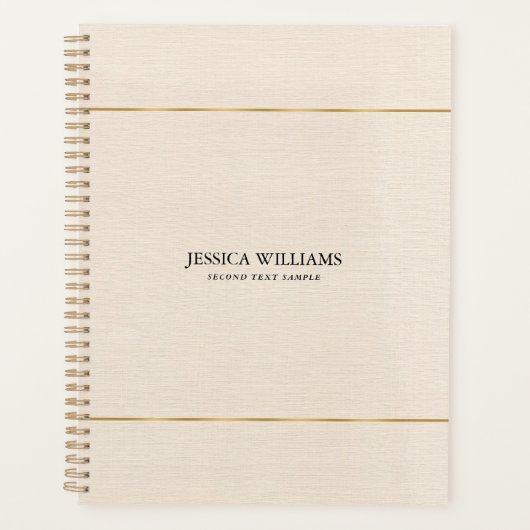 Texture de lin beige simple cadre or (Devant)