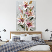 Texture de lys blanc et rose, art mural abstrait (Insitu(Chambre))
