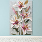 Texture de lys blanc et rose, art mural abstrait (Insitu (Plancher de Bois))