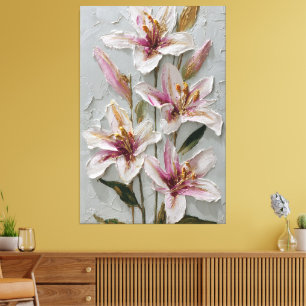 Texture de lys blanc et rose, art mural abstrait