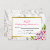 Texture de marbre blanc Faux avec Magnolias RSVP (Devant / Derrière)