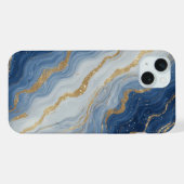 Texture de marbre bleu et or abstrait (Verso Horizontal)