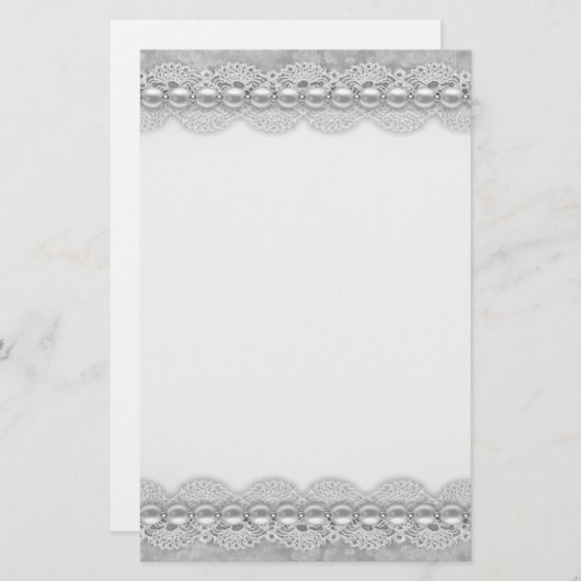 Texture dentelle et perles Papeterie (Devant / Derrière)