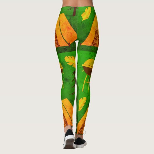 Texture Effet Camping vert Leggings (Dos)