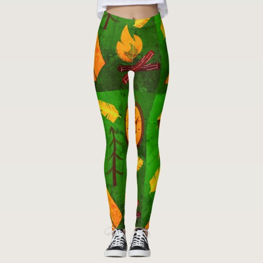 Texture Effet Camping vert Leggings (Devant)