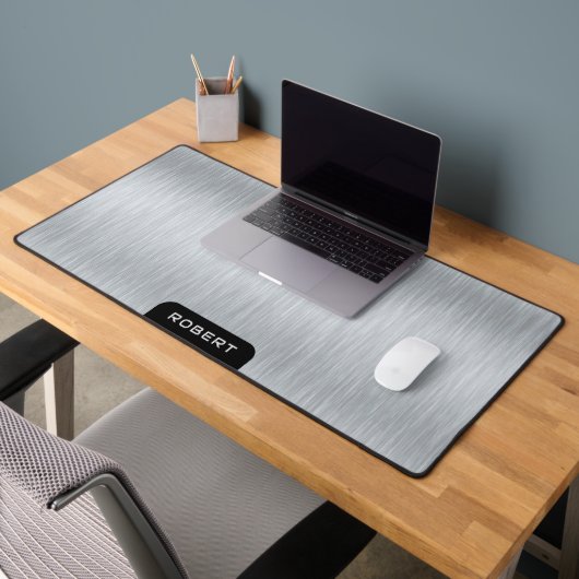 Texture en aluminium brossé gris argent minimalist (Bureau 2)