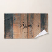 Texture en bois rustique et monogramme de cerfs su (Serviette à main)