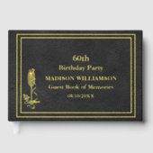 Texture en cuir noir fête d'anniversaire Gold Foil (Recto)